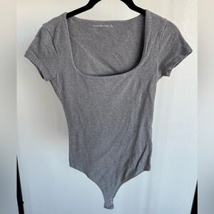 Abercrombie & Fitch - Heather Gray Square-neck Bodysuit